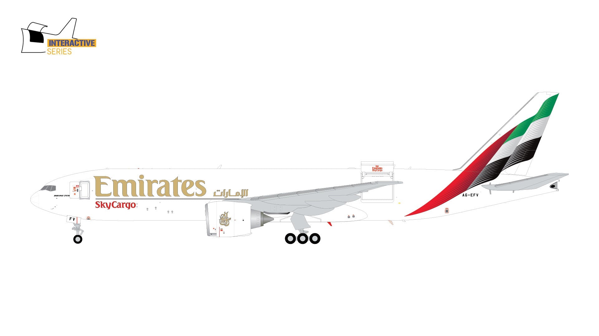 Pre - Order Gemini Jets G2UAE1476 1:200 Emirates SkyCargo B777 - 200LRF A6 - EFV (Interactive Series)