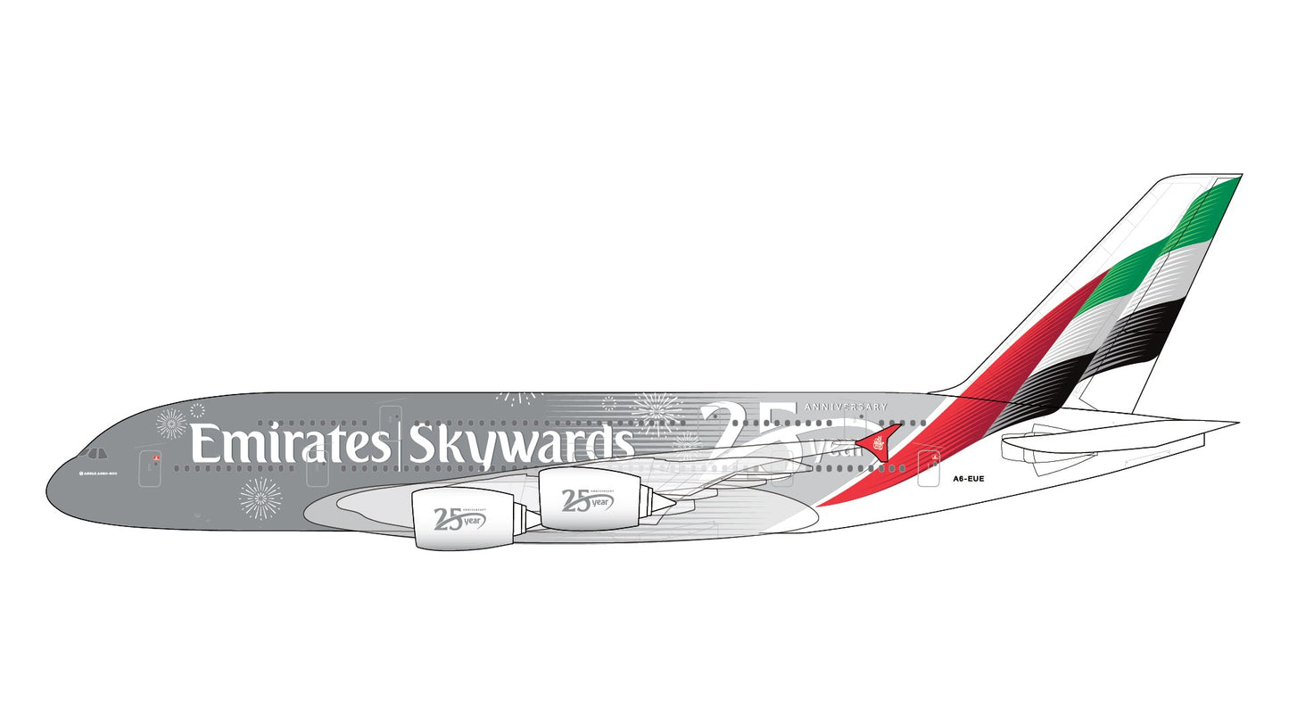 Pre - Order Gemini Jets G2UAE1494 1:200 Emirates Airbus A380 - 800 "Skywards 25 Year Anniversary" A6 - EUE