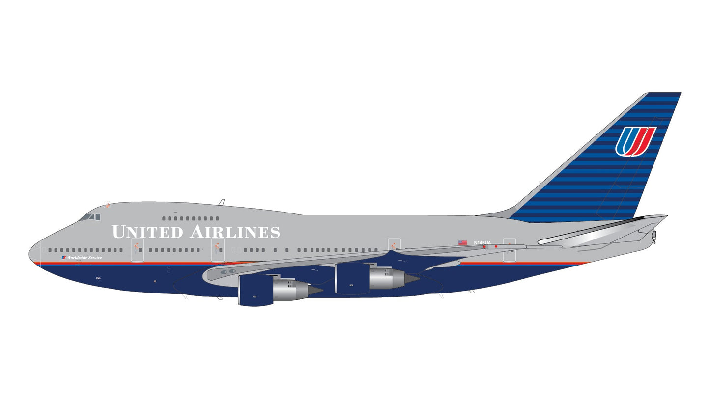 Pre - Order Gemini Jets G2UAL1160 1:200 United Airlines B747SP N145UA (“battleship” livery)