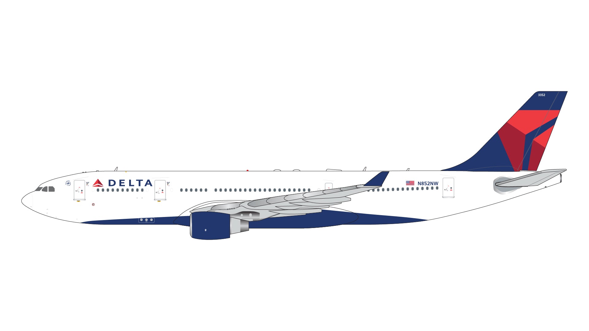 Gemini Jets GJDAL2105 1:400 Delta Air Lines A330-200 N852NW – MTS