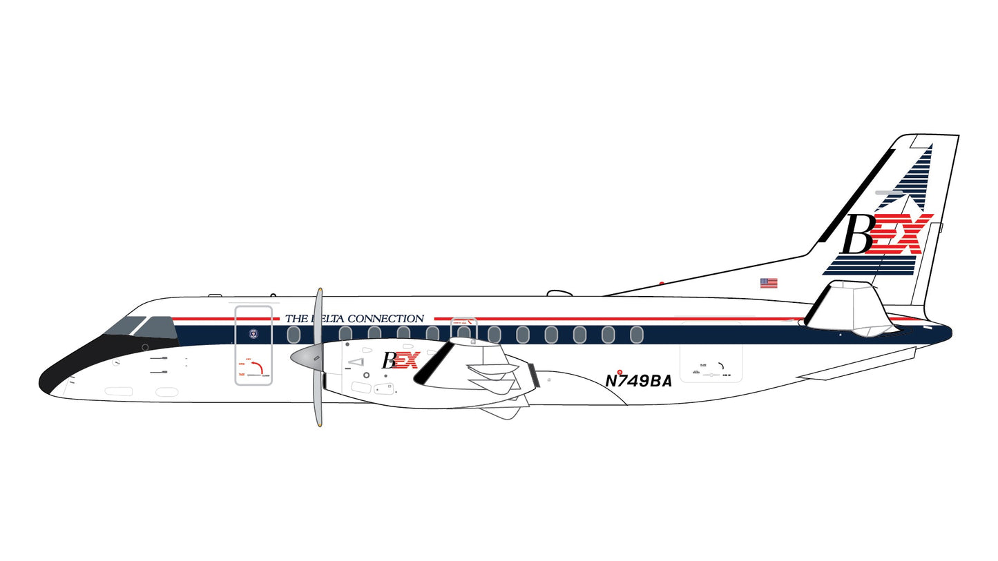Pre - Order Gemini Jets GJGAA2207 1:400 Business Express Airlines Saab 340A "The Delta Connection" N749BA