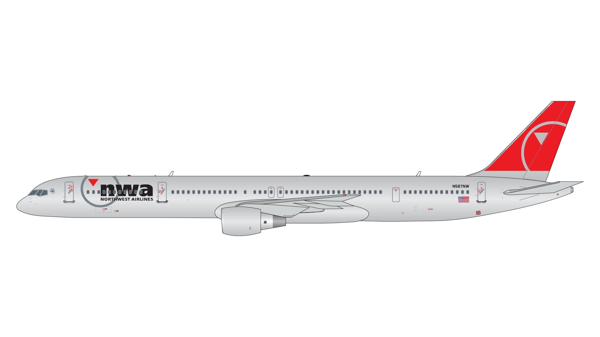 Pre - Order Gemini Jets GJNWA2366 1:400 Northwest Airlines B757 - 300 N587NW “nwa” livery