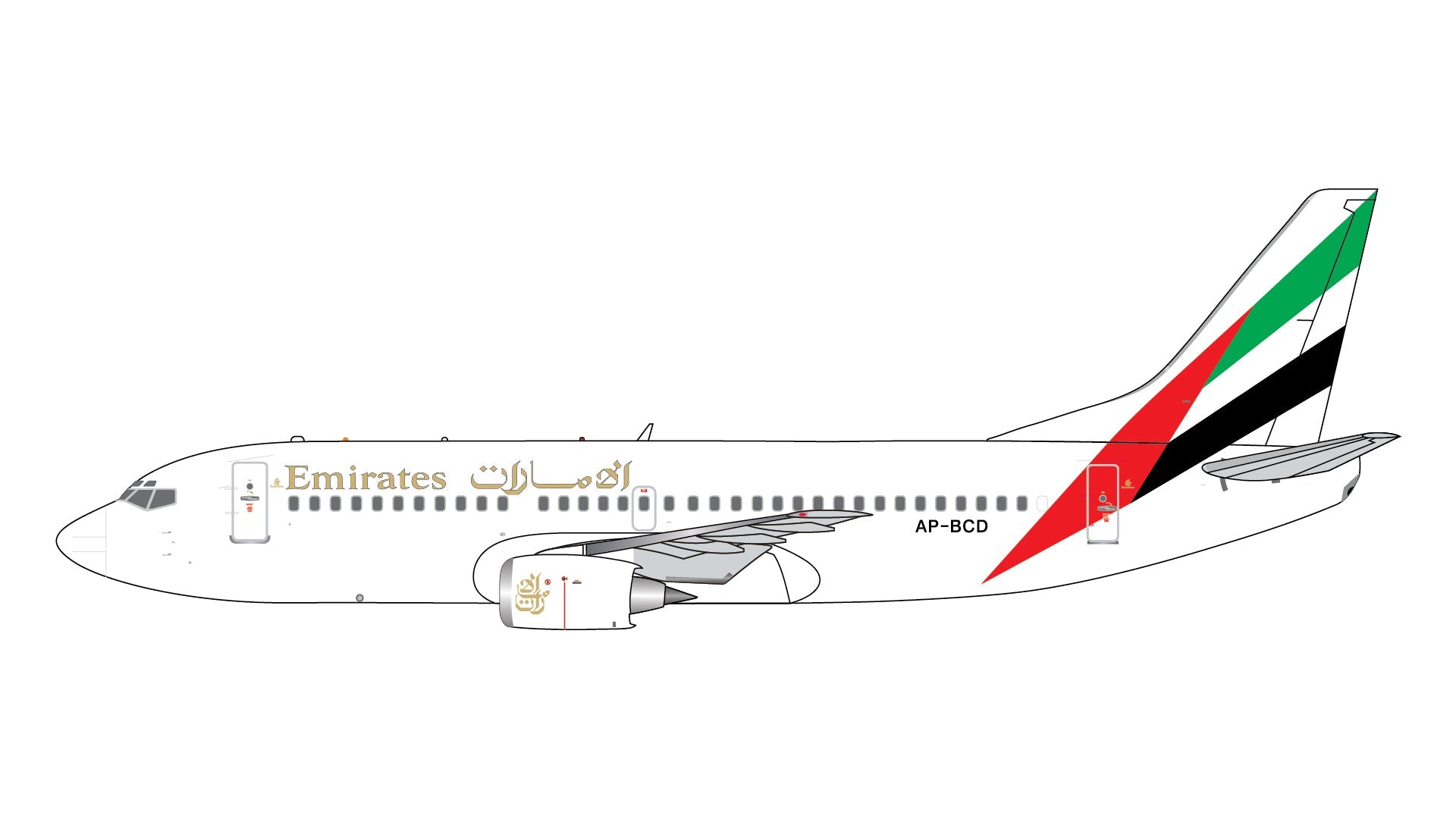 Gemini Jets GJUAE2232 1:400 Emirates B737-300 AP-BCD (1980s livery
