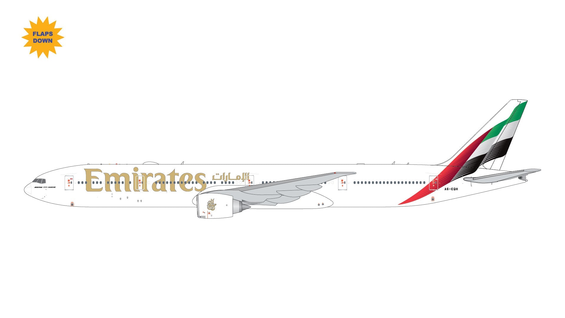 Gemini Jets GJUAE2318F 1:400 Emirates B777-300ER flaps down A6-EQH
