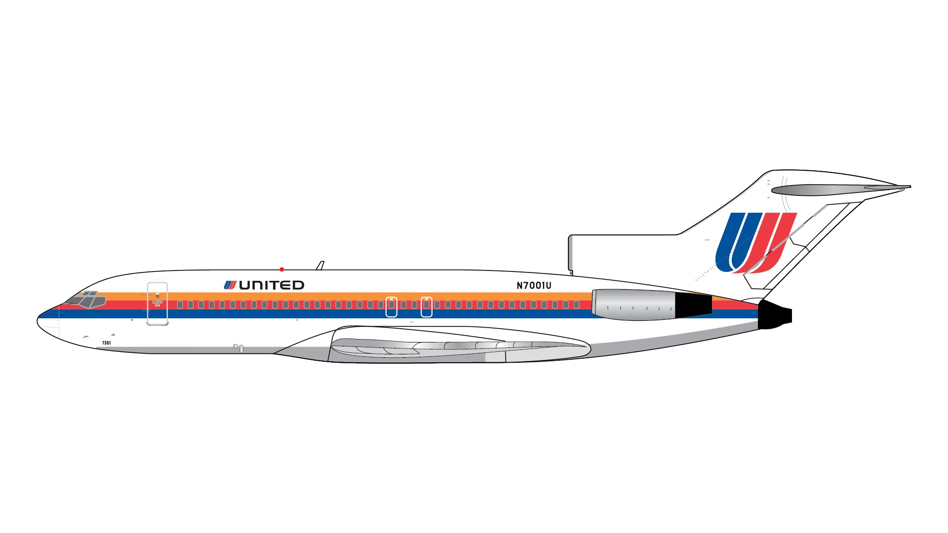 Gemini Jets GJUAL2349 1:400 United Airlines B727-100 N7001U – MTS