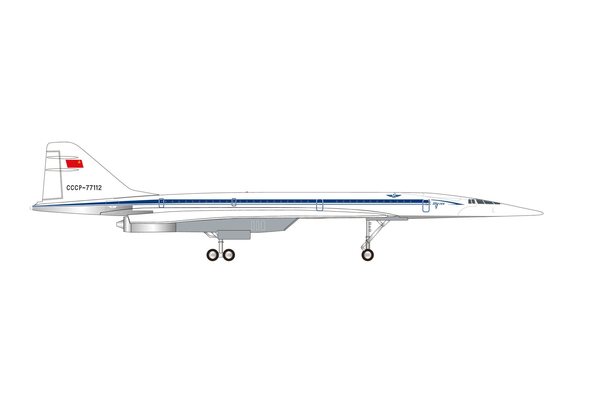 Pre - Order Herpa Wings 562867 1:400 Aeroflot Tupolev TU - 144D Technik - Museum Sinsheim