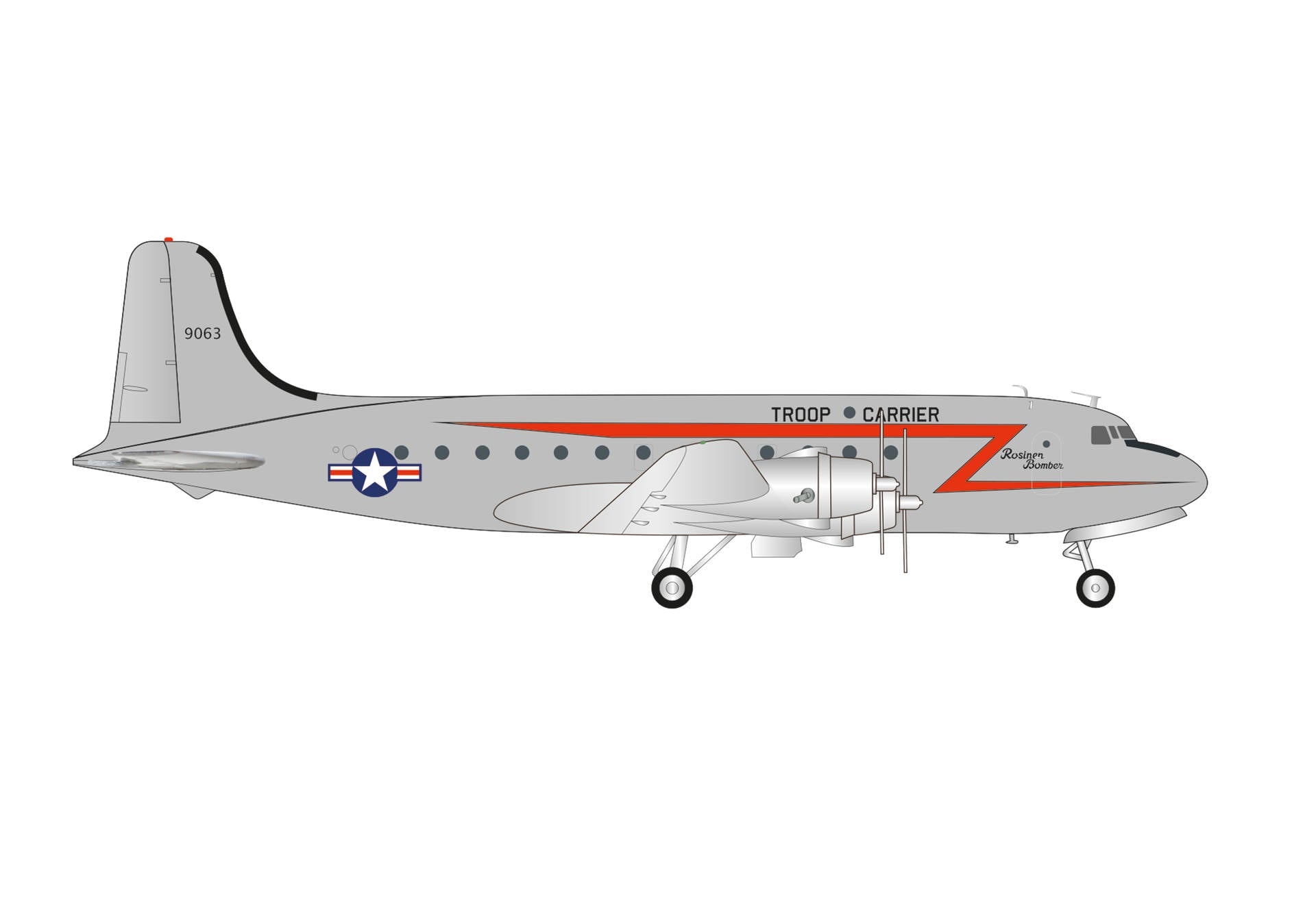 Herpa Wings 573177 1:200 USAF C-54 Skymaster Douglas Rosienbomber