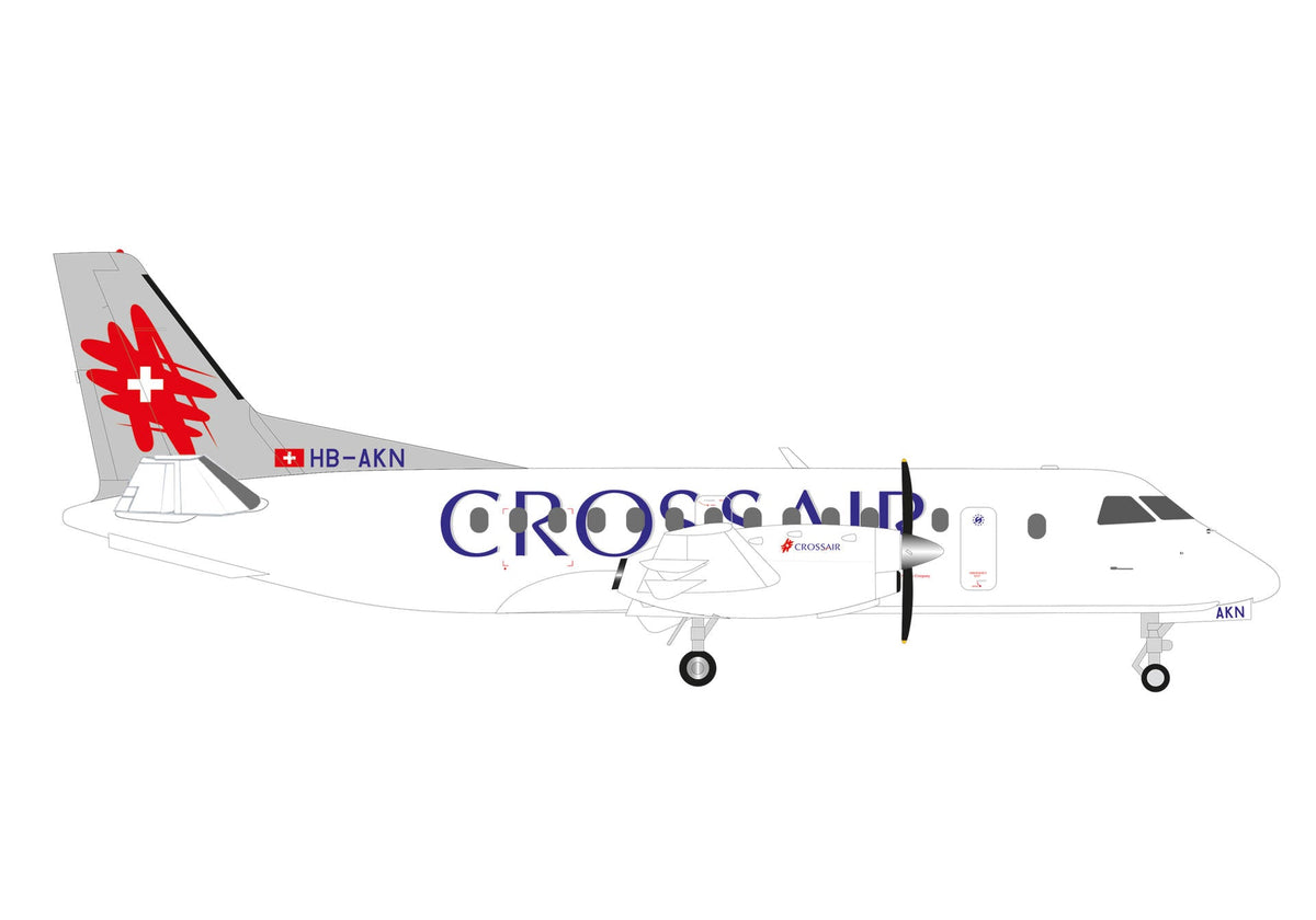Pre - Order Herpa Wings 573252 1:200 Crossair Saab 340 HB - AKN