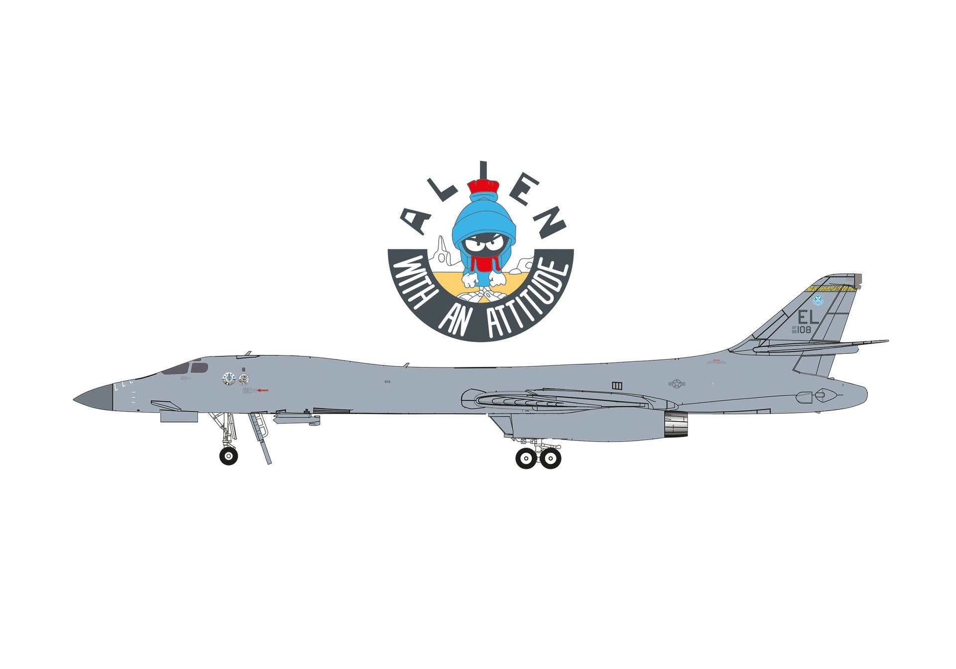 Pre - Order Herpa Wings 573658 1:200 USAF B - 1B Lancer 37th Bomb Sqn, Ellsworth AB "Alien with an Attitude" 86 - 0108