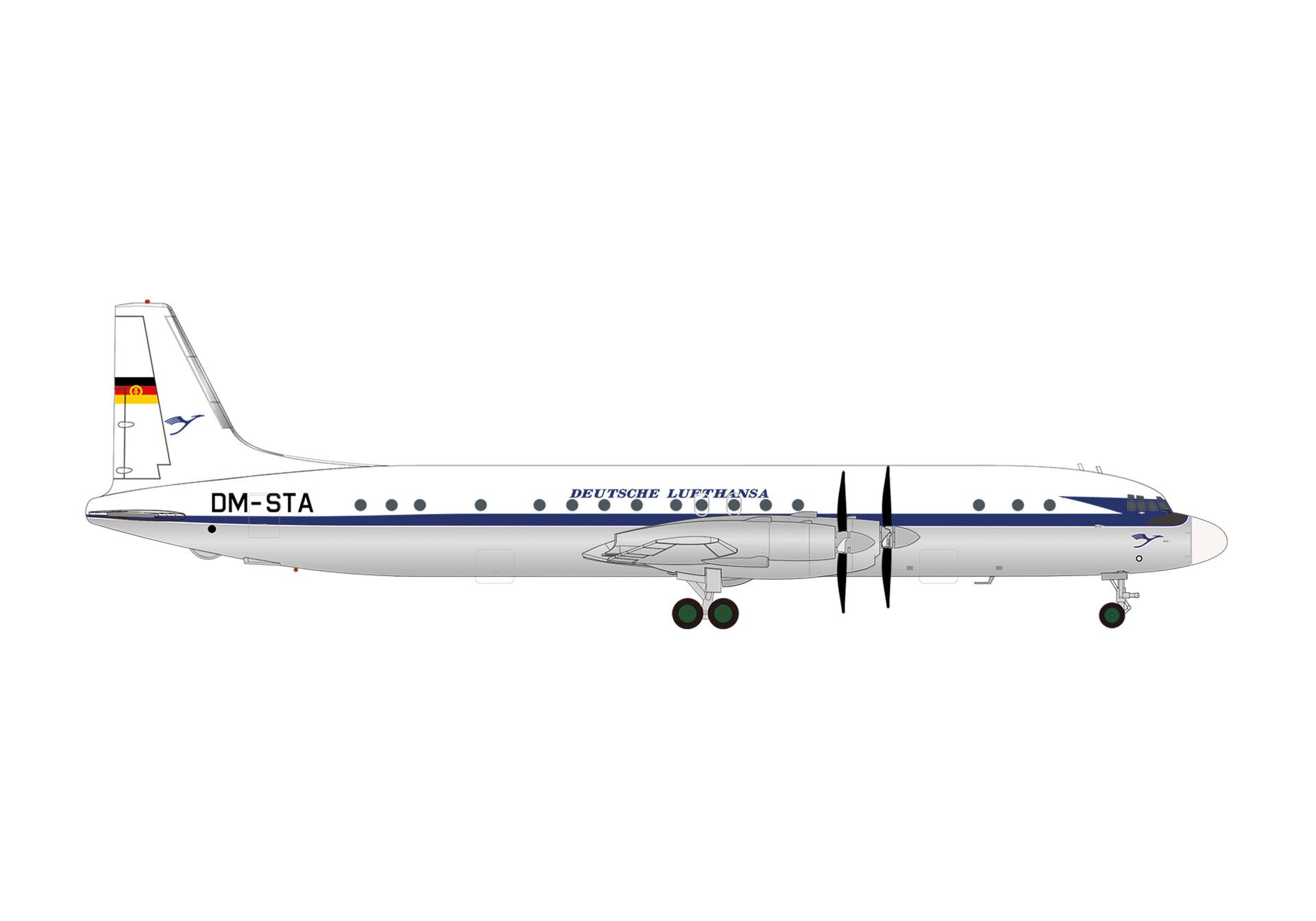 Pre-Order Herpa Wings 573689 1:200 Lufthansa Ilyushin IL-18 DM-STA
