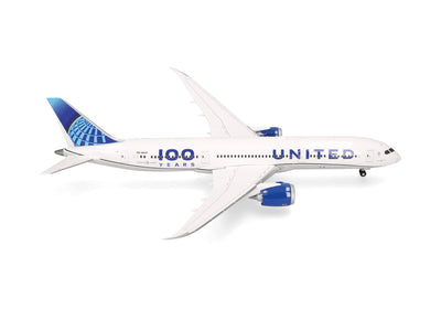 Pre-Order Herpa Wings 573733 1:200 United Airlines Boeing 787-9 "100 Years" N61101 Plastic Model