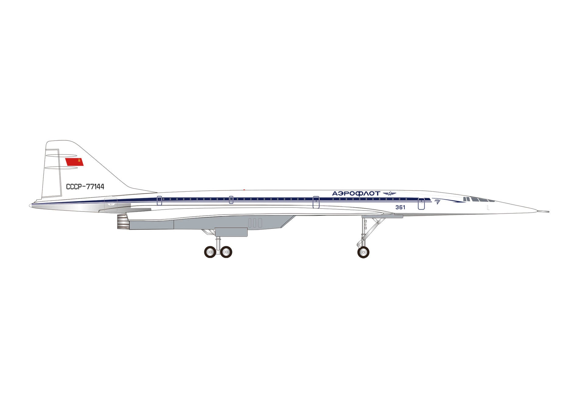 Pre - Order Herpa Wings 573870 1:200 Tupolev Design Bureau Tupolev TU - 144S, Le Bourget 1975