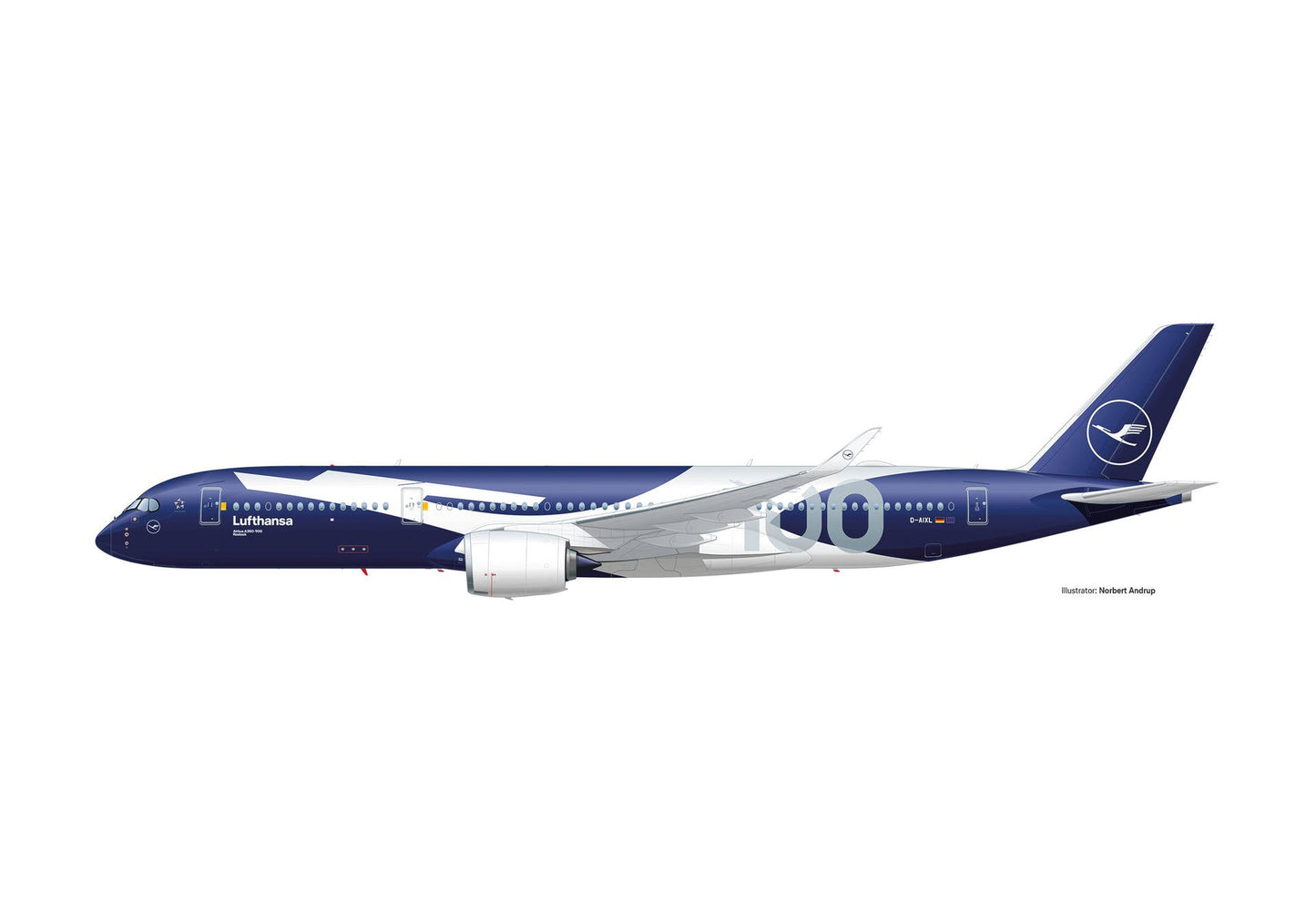 Pre - Order Herpa Wings 573993 1:200 Airbus A350 - 900 Lufthansa 100th Anniversary D - AIXL Plastic Model