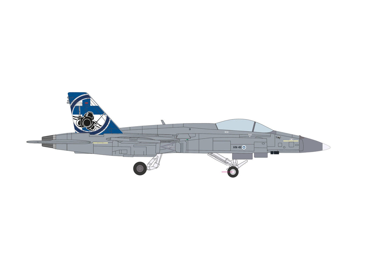 Pre-Order Herpa Wings 574211 1:200 Finnish Air Force F/A-18C Hornet Fighter Squadron 11 Demo Team HN-411