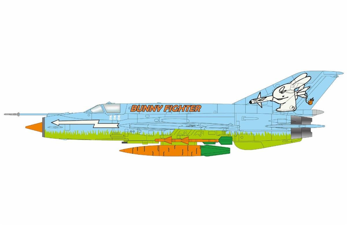 Pre - Order Hobby Master HA0116 1:72 MIG - 21BFC "Bunny Fighter" flown by Lt. C. Bunnyfield, 1st Sqn., Carrot Flight, Central Africa, 2011