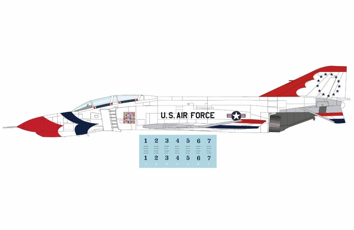 Pre - Order Hobby Master HA19084 1:72 F - 4E Thunderbirds USAF, 1973/74 season (w/decals for No.1 to 7 planes)