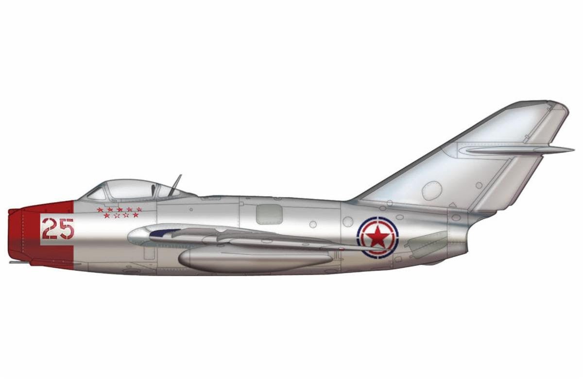 Pre - Order Hobby Master HA2418b 1:72 MIG - 15bis Red 25, Chinese People's Volunteers Air Force, North Korea, 1950s (with climbing ladder)