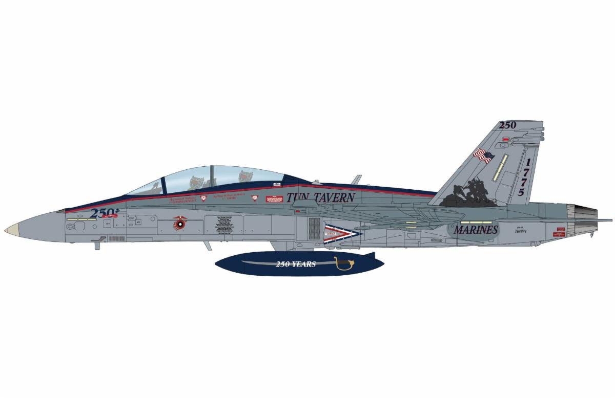 Pre - Order Hobby Master HA3593 1:72 F/A - 18D "US Marines 250 Years" 164874, VMFA - 112, US Marines, 2025