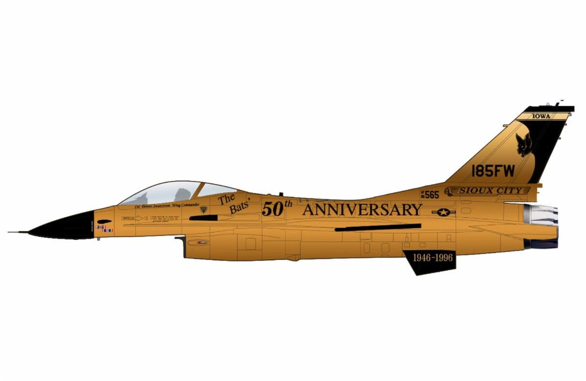 Pre - Order Hobby Master HA38069 1:72 F - 16A "Golden Bat Viper" 85 - 1565, 185 ARW, Iowa ANG, 2022