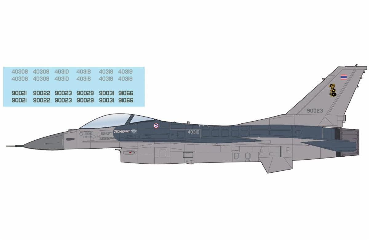 Pre - Order Hobby Master HA38075b 1:72 F - 16A "Royal Thai AF" (w/ decals for 6 planes)