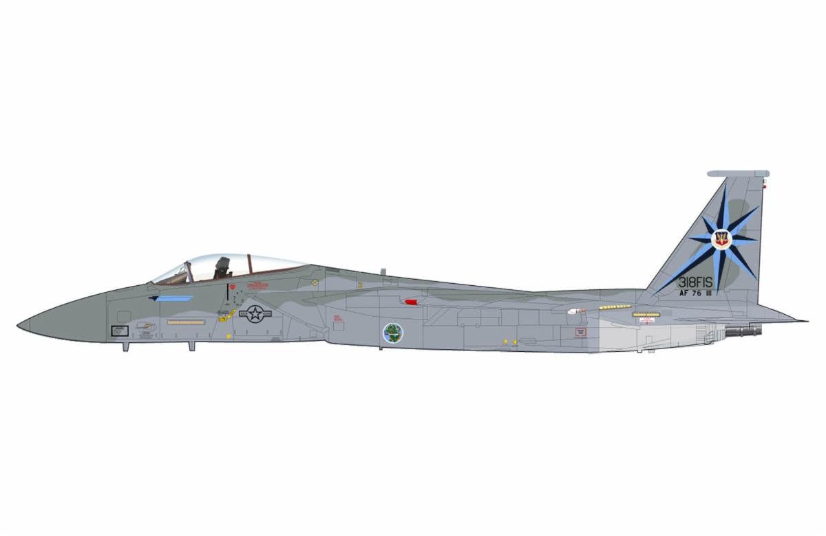 Pre - Order Hobby Master HA4544 1:72 F - 15A Eagle 76 - 0111, 318th FIS, USAF (with ASM - 135 missile)