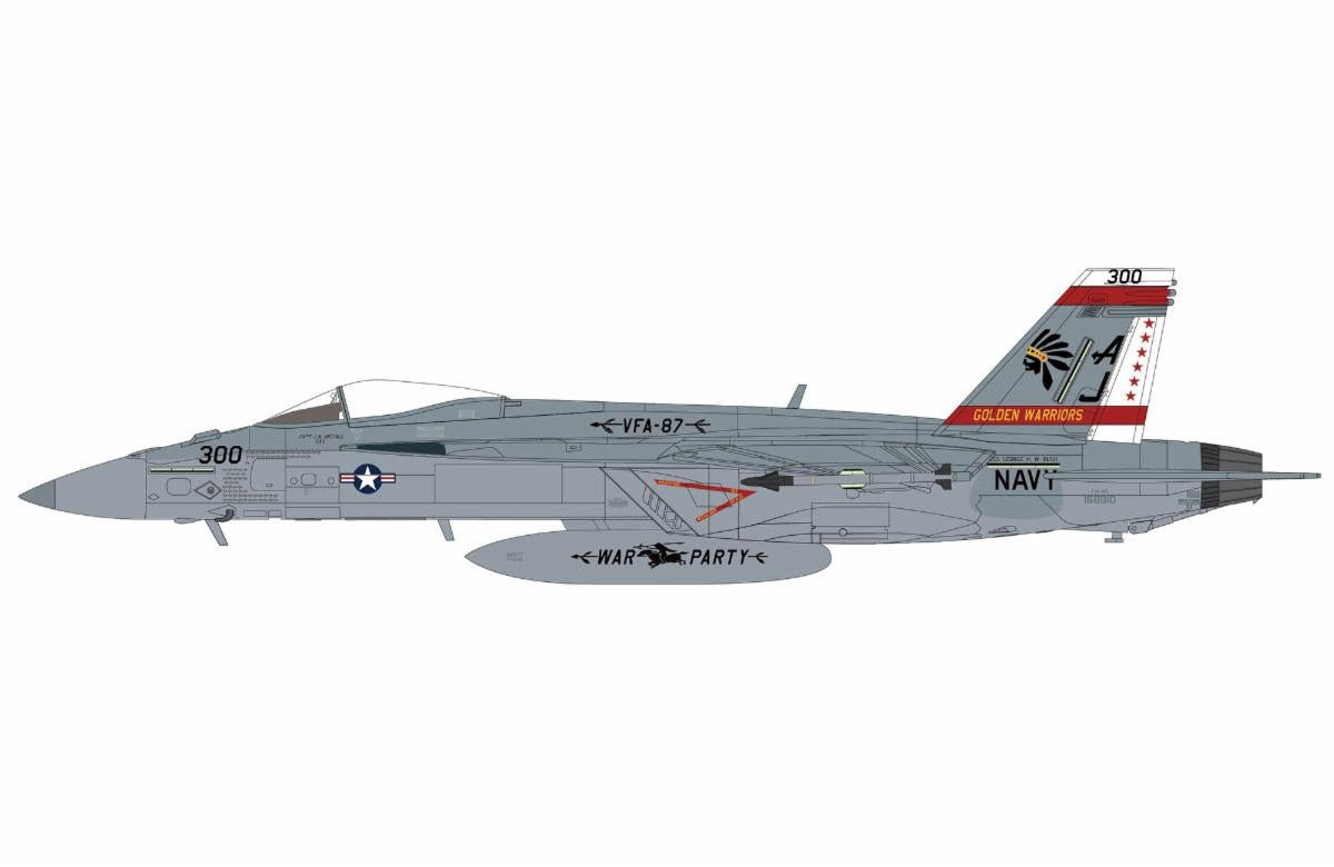 Pre - Order Hobby Master HA5141 1:72 F/A - 18E "Golden Warriors" 168910, VFA - 87, 2017 "Operation Inherent Resolve"