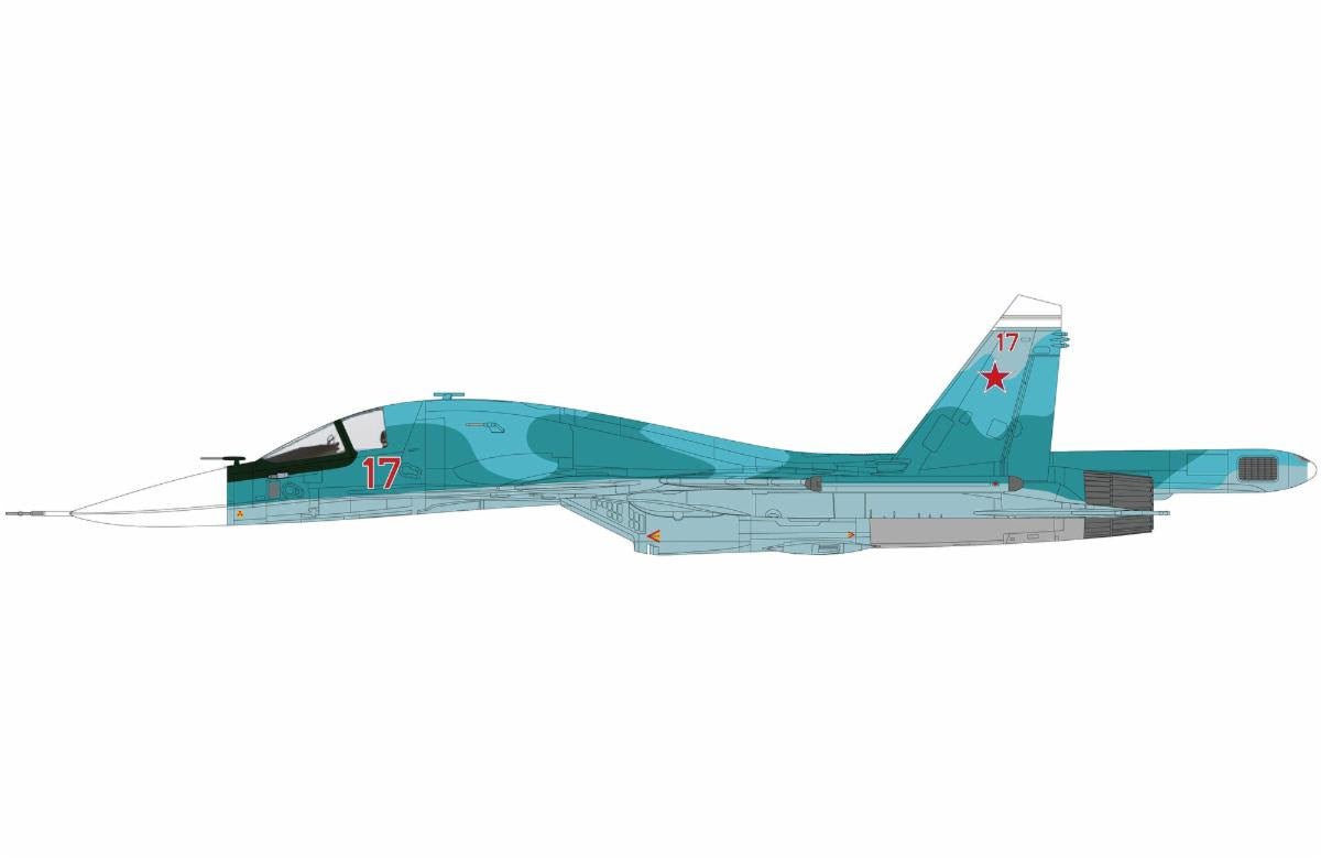 Pre-Order Hobby Master HA6311 1:72 Su-34 Fighter Bomber Red 17, Russian Air Force (w/FAB-1500 guide bomb)