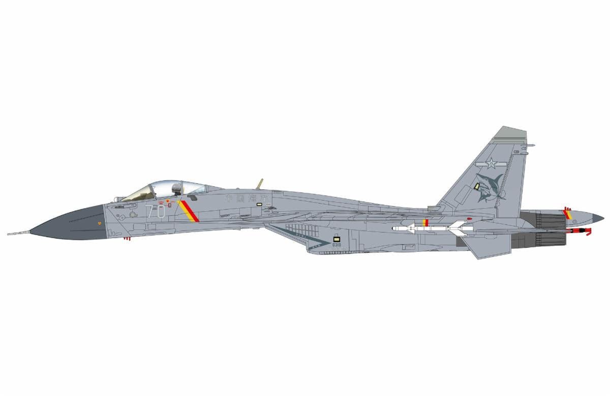 Pre - Order Hobby Master HA6409C 1:72 J - 15 Flying Shark No. 70, Aircraft Carrier Liaoning, PLAAF (w 2 x KD - 88 & 2 x YJ - 83)