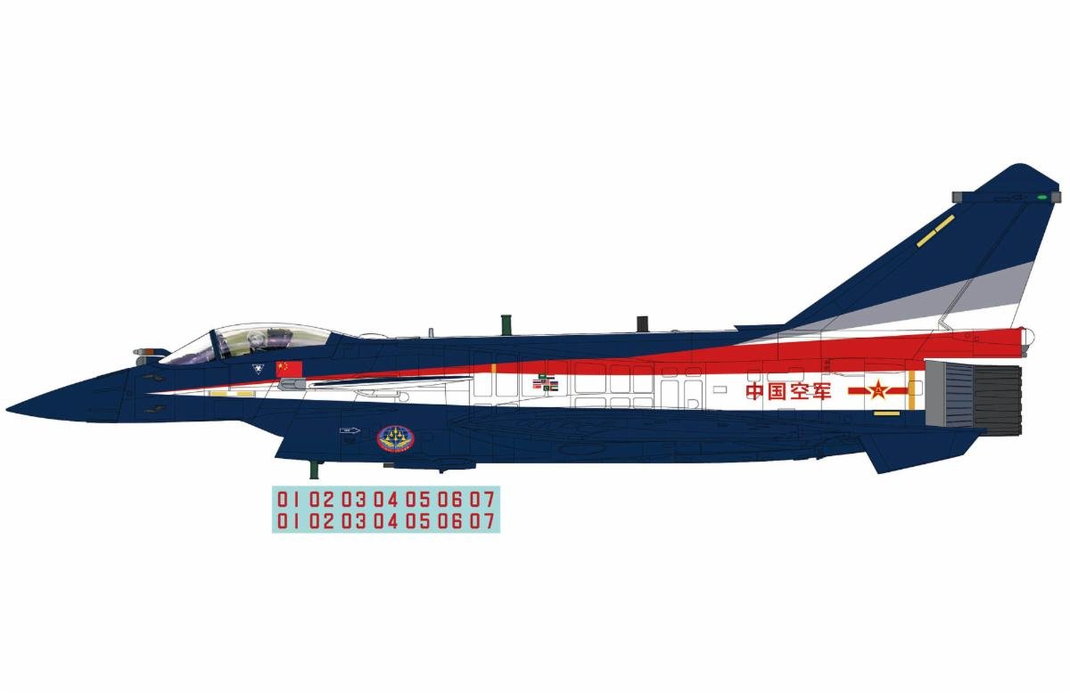 Pre-Order Hobby Master HA9404 1:72 J-10C "Baiyi Aerobatics Team" PLAAF (w/No.1 to No.7 Decal)