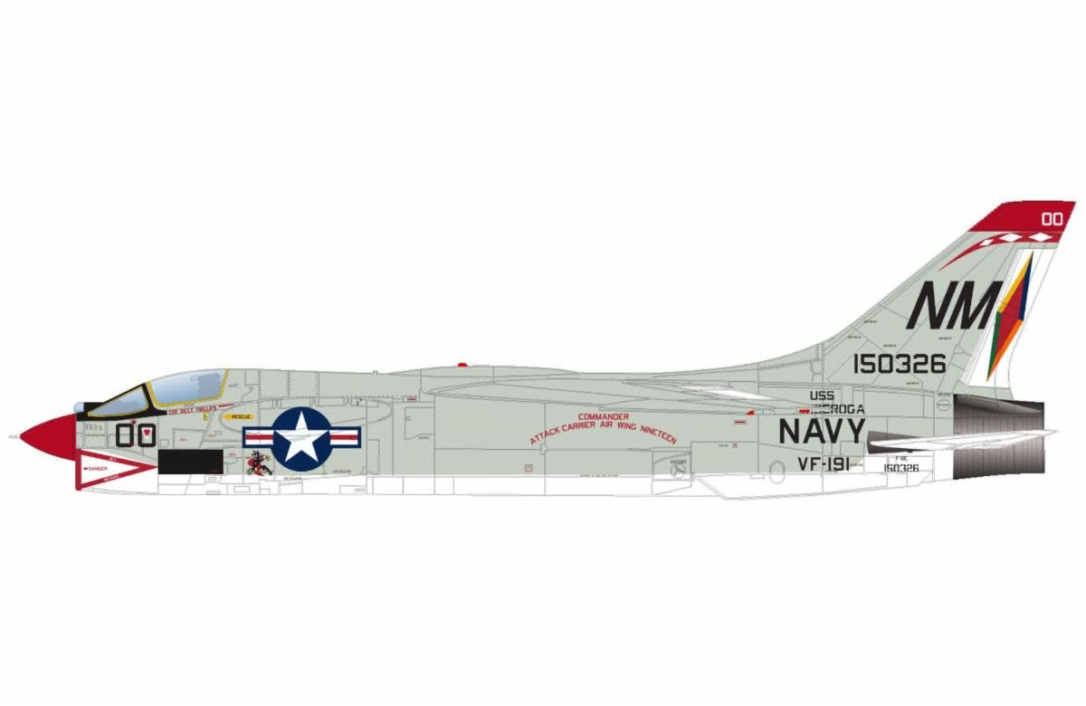 Pre-Order Hobby Master HC1202 1:72 F-8E Crusader 150326, USS Ticonderoga, 1967 (flap down version)