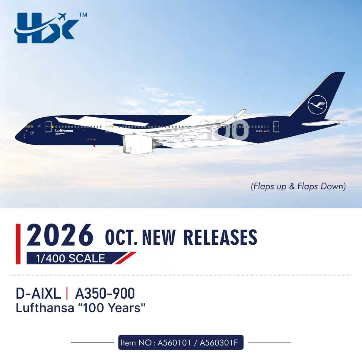 Pre-Order HX Models A560101 1:400 Lufthansa A350-900 D-AIXL "100th Anniversary"