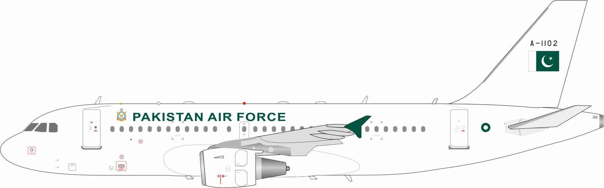 Pre - Order InFlight200 IF319PAF102 1:200 Pakistan Air Force Airbus A319 - 112 A - 1102