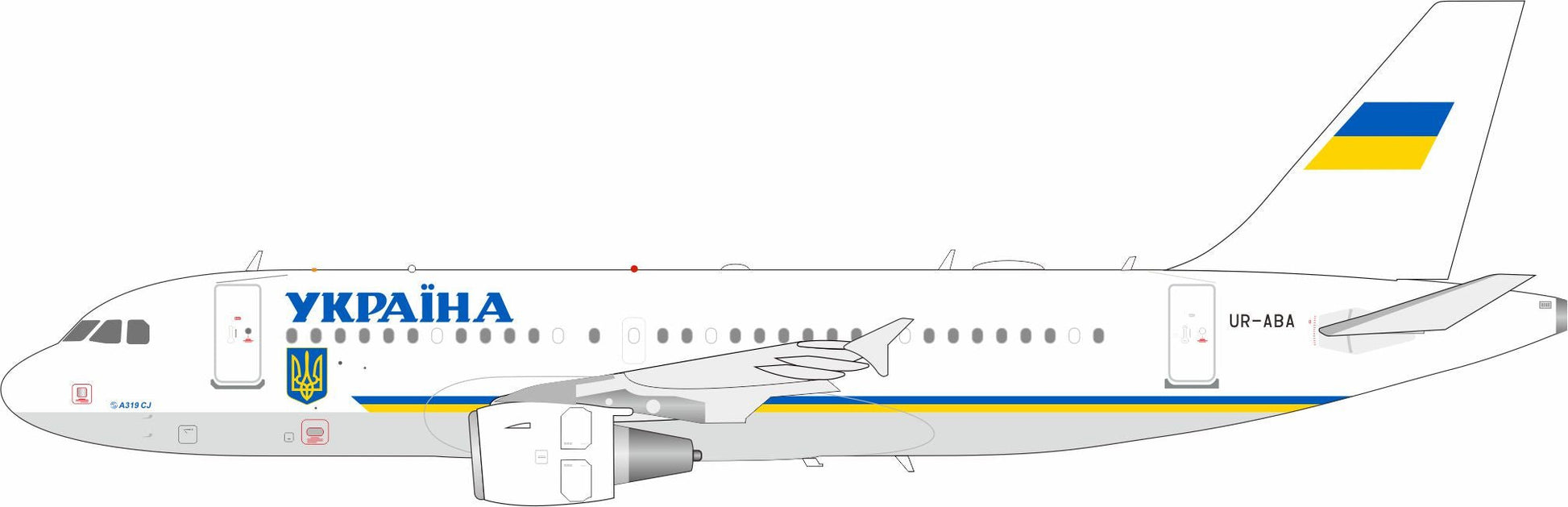 Pre-Order InFlight200 IF319UKR0726 1:200 Ukrainian Government Airbus A319-115 ACJ UR-ABA