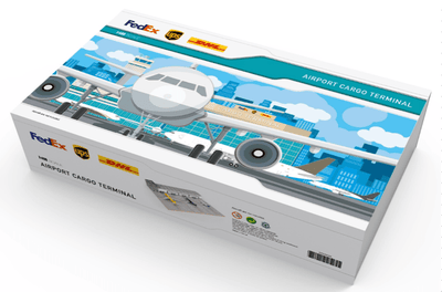 Pre - Order JC Wings AA - ACT - 4001 1:400 Airport Cargo Terminal Display Case with Apron