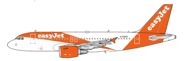 Pre - Order JC Wings EW4319001 1:400 Easyjet Airbus A319 Reg: G - EZFR