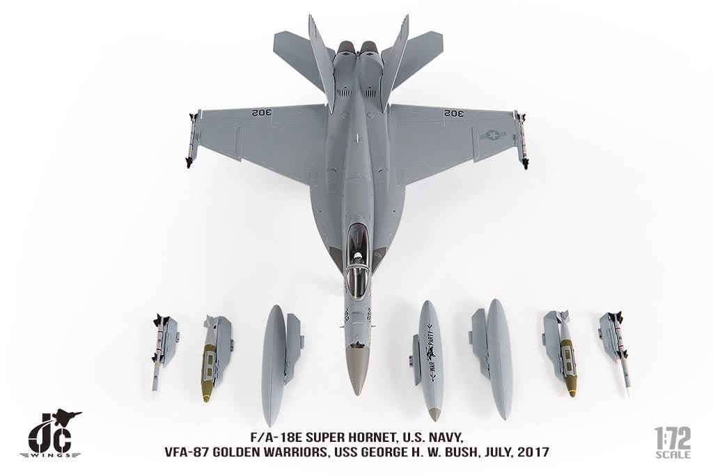 Pre - Order JC Wings JCW - 72 - F18 - 021 1:72 F/A - 18E Super Hornet ﻿U.S. NAVY VFA - 87 Golden Warriors, USS George H. W. Bush,July,2017