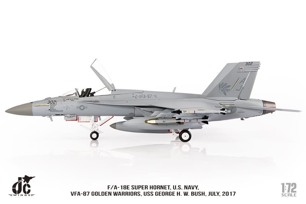 Pre - Order JC Wings JCW - 72 - F18 - 021 1:72 F/A - 18E Super Hornet ﻿U.S. NAVY VFA - 87 Golden Warriors, USS George H. W. Bush,July,2017
