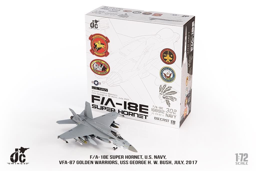 Pre - Order JC Wings JCW - 72 - F18 - 021 1:72 F/A - 18E Super Hornet ﻿U.S. NAVY VFA - 87 Golden Warriors, USS George H. W. Bush,July,2017