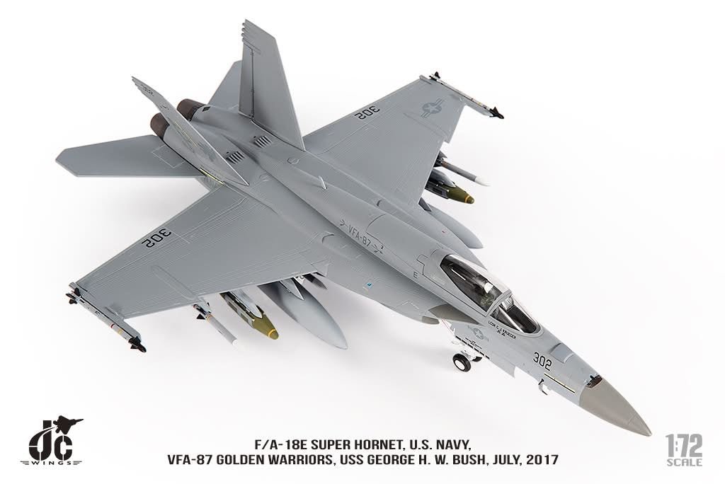 Pre - Order JC Wings JCW - 72 - F18 - 021 1:72 F/A - 18E Super Hornet ﻿U.S. NAVY VFA - 87 Golden Warriors, USS George H. W. Bush,July,2017