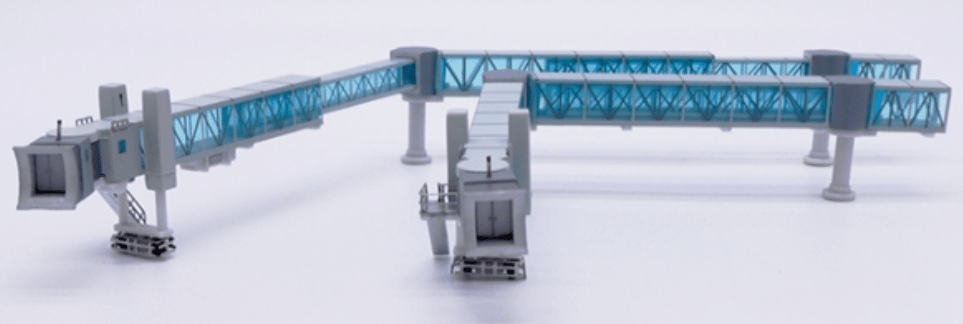 Pre - Order JC Wings LH4390 1:400 Air Passenger Bridge for narrow - body aircraft (Blue) - 2 per set