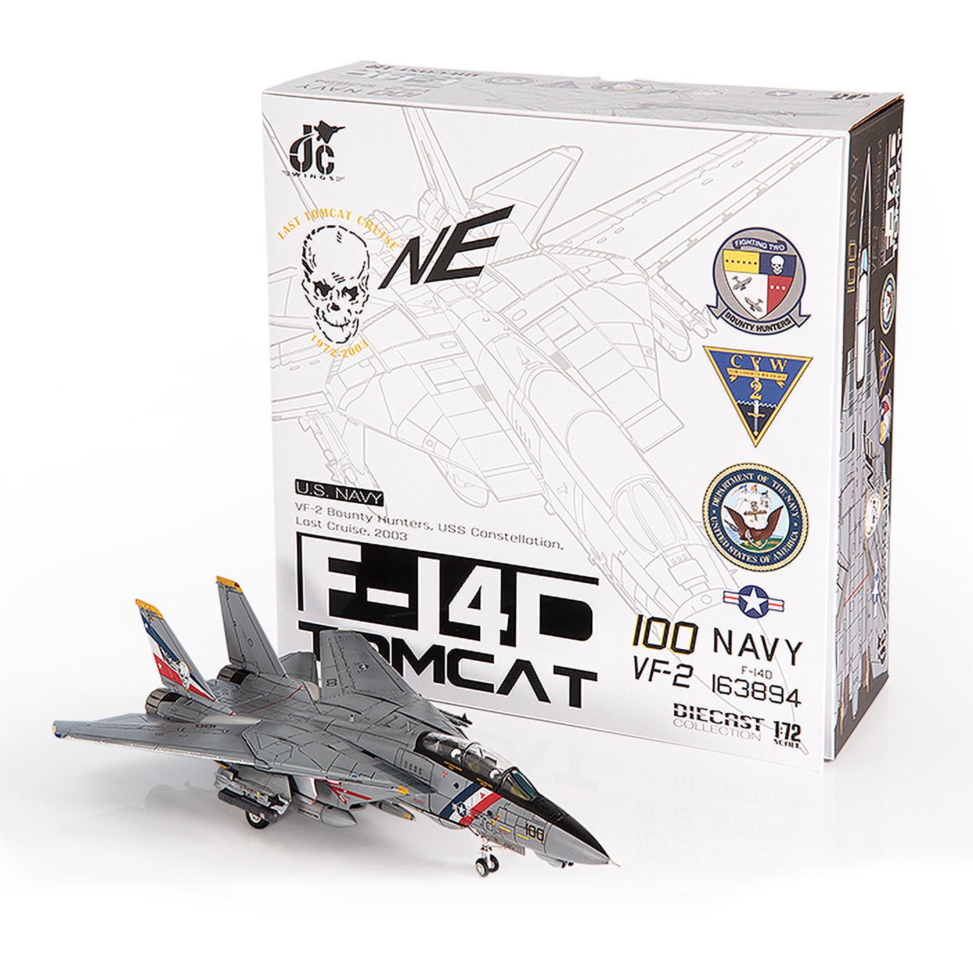 Pre - Order JC Wings Military JCW - 72 - F14 - 018 1:72 F - 14D Tomcat U.S. NAVY VF - 2 Bounty Hunters, Last Cruise, 2003