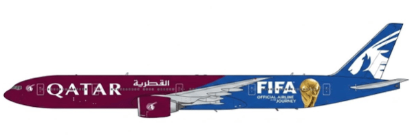Pre-Order JC Wings SA2130A 1:200 Qatar Airways Boeing 777-300ER "Official Airline of the Journey" Reg: A7-BEH "Flaps Down"