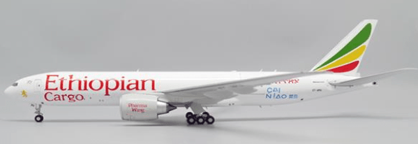 Pre - Order JC Wings XX20297C 1:200 Ethiopian Cargo Boeing 777F "Cai Niao""Interactive Series" Reg: ET - APU