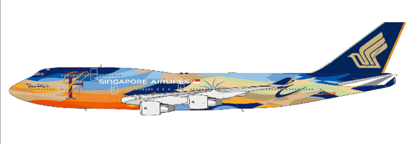 Pre - Order JC Wings XX40213A 1:400 Singapore Airlines Boeing 747 - 400 "Tropical" Reg: 9V - SPK "Flaps Down"