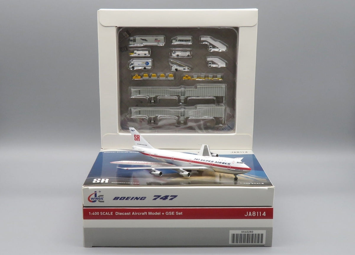 Pre-Order JC Wings XX40280 1:400 Boeing House Color 747-100 "747 Super Airbus""Polished" Reg: JA8114 and GSE set