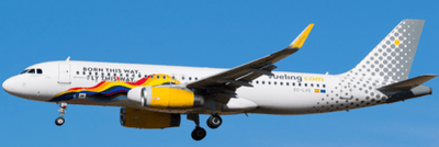 Pre - Order JC Wings XX40291 1:400 Vueling Airbus A320 "Born This Way, Fly This Way" EC - LVS