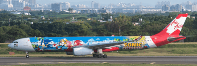 Pre - Order JC Wings XX40457 1:400 Air Asia Airbus A330 - 300 "Sonic the Hedgedog" Reg: 9M - XXU