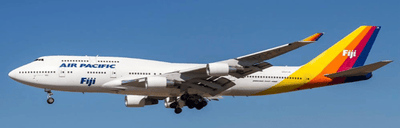 Pre - Order JC Wings XX40691A 1:400 Air Pacific Boeing 747 - 400 Reg: DQ - FJK "Flaps Down"