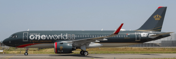 Pre - Order JC Wings XX40783 1:400 Royal Jordanian Airbus A320NEO "Oneworld" Reg: JY - RAK