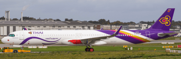 Pre - Order JC Wings XX40827 1:400 Thai Airways Airbus A321NEO "First A321NEO" Reg: HS - TOA